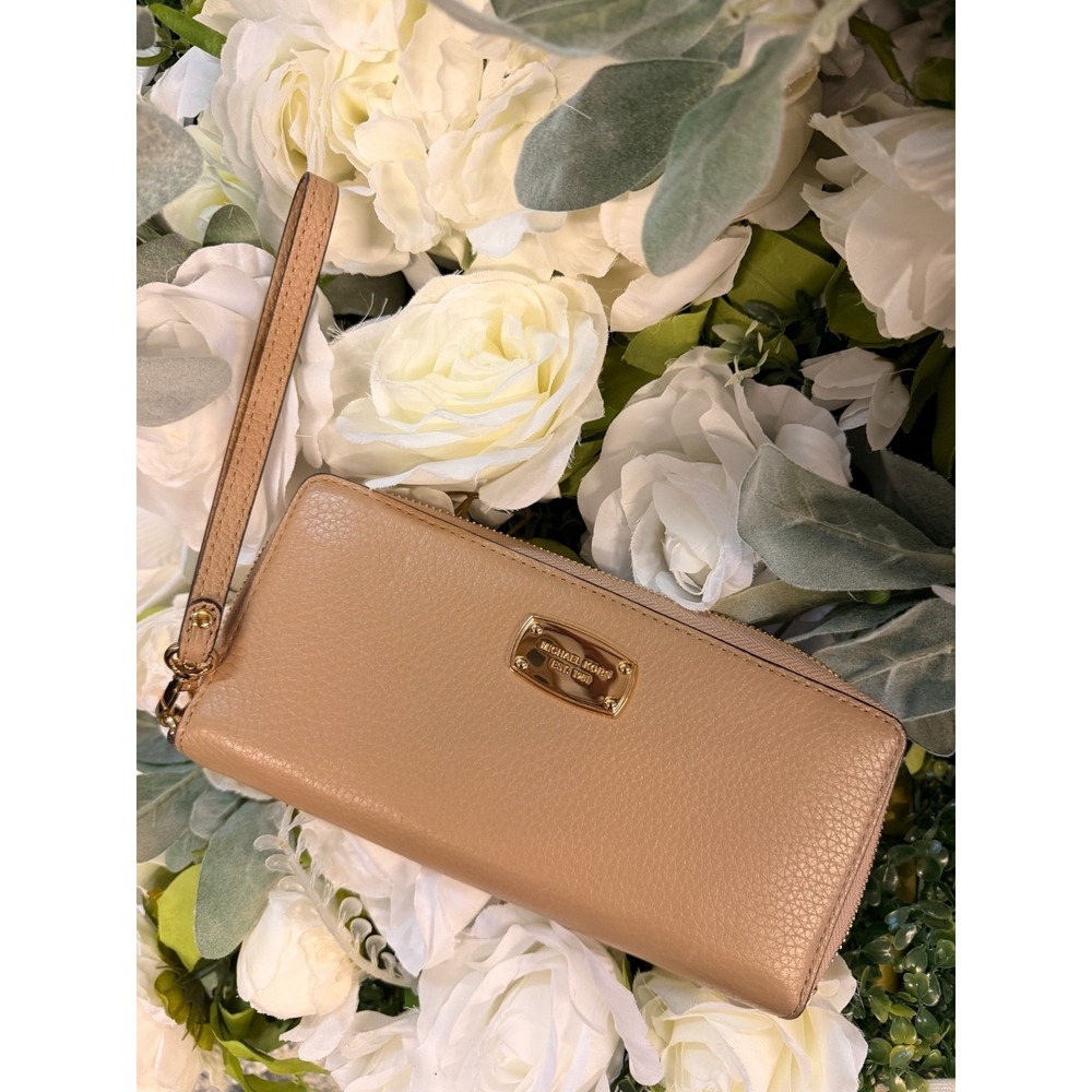 Michael Kors Jet Set Pebble Leather Zip-Around Wristlet Wallet